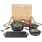 7 teiliges Dutch Oven Kochtopf Set | aus Gusseisen, in