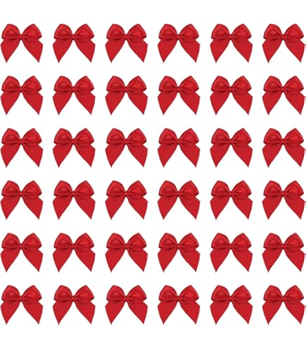 60-Pack Mini Checkered Satin Ribbon Bows 1.5x1 Inch - Hot Pink Craft DIY Supplies