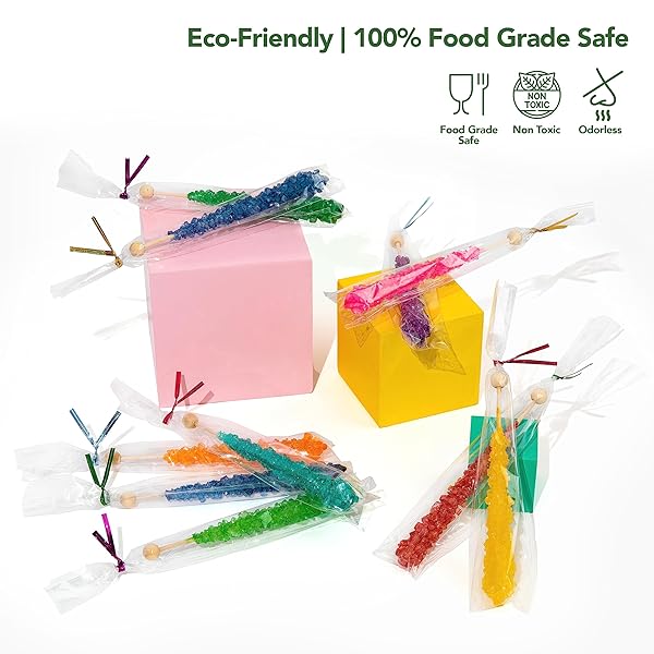 SEAL FRESH CELLOPHANE TREAT BAGS WITH 4″ HOLOGRAPHIC LASER TWIST TIES (5 COLORS) – 2″ X 10″ (500 COUNT) – CLEAR CELLOPHANE BAGS, CELLOPHANE GIFT BAGS, PARTY FAVOR BAGS, COOKIE BAGS FOR PACKAGING,