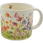 The Unemployed Philosophers Guild Bee Garden Coffee Mug - Features Beautiful Watercolor Flowers and Buzzing Bees - Comes In A Fun Gift Box, 14 oz