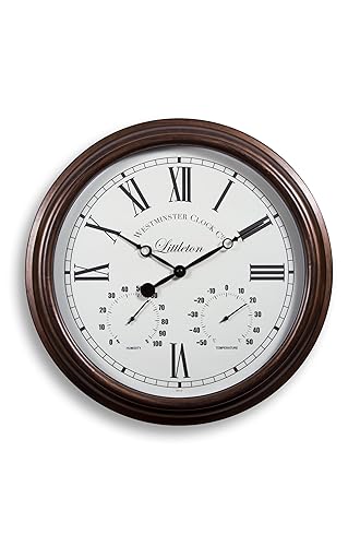About Time Radio Controlled Outdoor Garden Clock with Thermometer and
