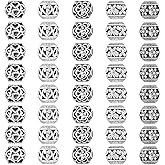 40Pcs Metal Tube Spacer Beads for Jewelry Making Necklace, Silver Large Hole Paracord Beads Bracelets Spacers Charms Loose Beads-5Style
