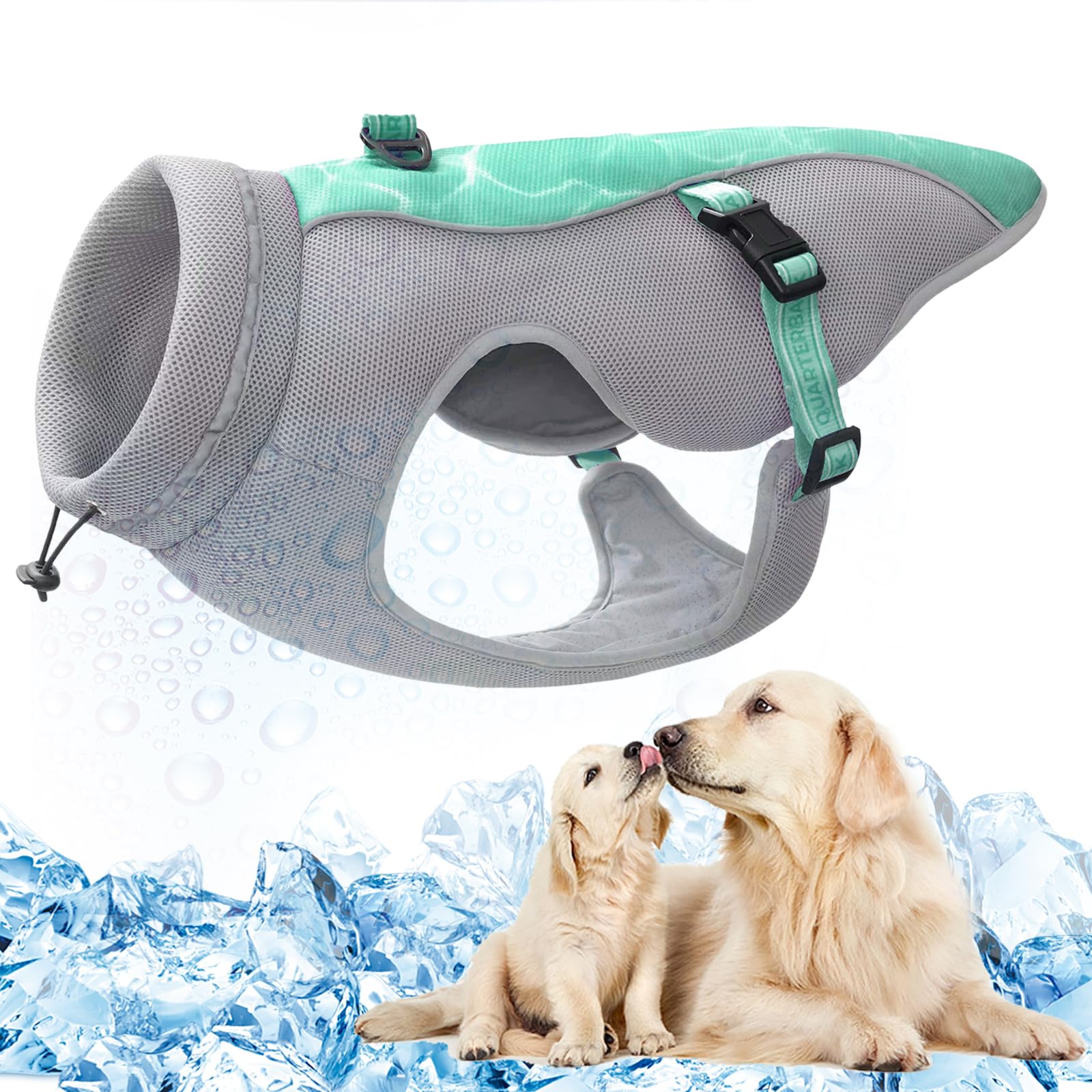 Dog Cooling Vest Harness, Reflective Dog Cooling Coat, Safety Sun-proof and Evaporative Swamp Technology with Adjustable Straps Cool Comfortable Dog Jacket for Small/Medium/Large Summer Winter Wear, L