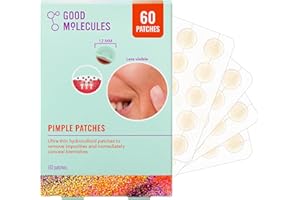 Good Molecules Pimple Patches 60 Pack - Ultra-Thin Hydrocolloid Acne Patches To Conceal Breakouts, Blackheads, and Blemishes - Acne Spot Treatment, Skin Care For Face