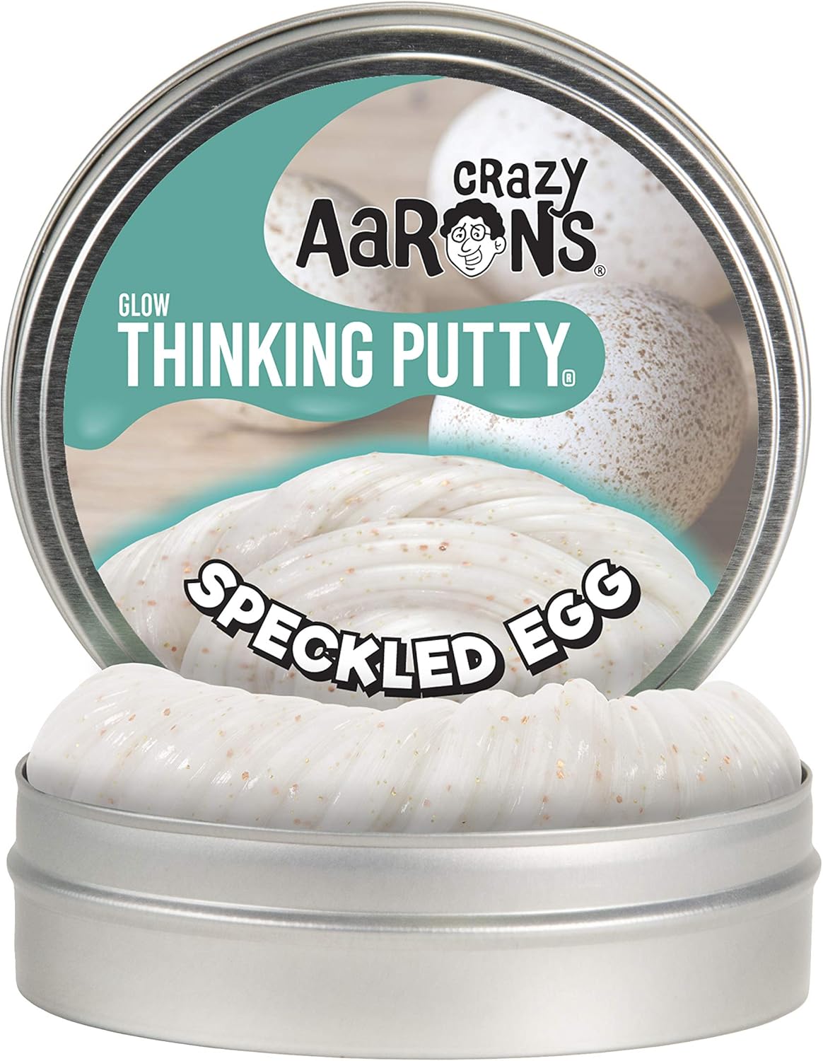 Crazy Aaron's Thinking Putty - Speckled Egg 4" Tin Glow-in-The-Dark - Easter 2019