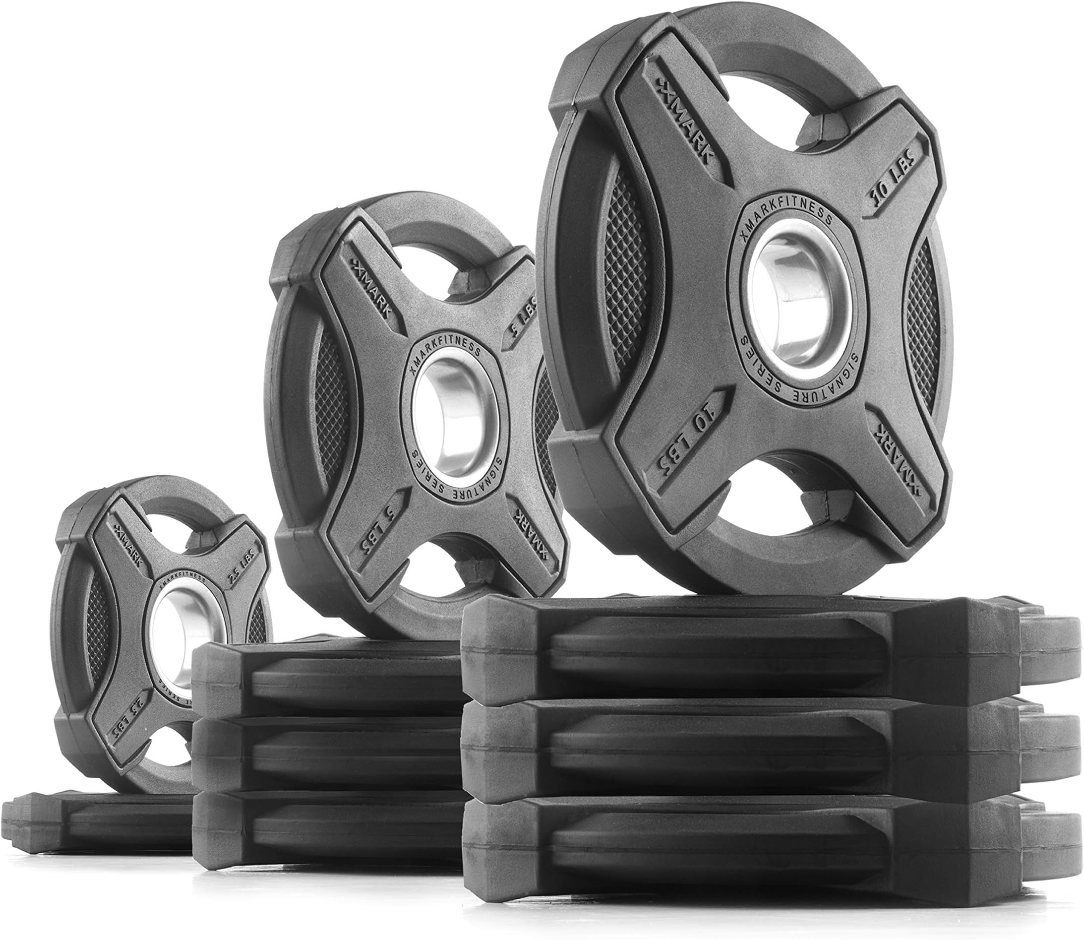 XMark Signature Plates, One-Year Warranty, Olympic Weight Plates, Cutting-Edge Design, Pairs and Sets, Use with 2 inch Olympic Bar