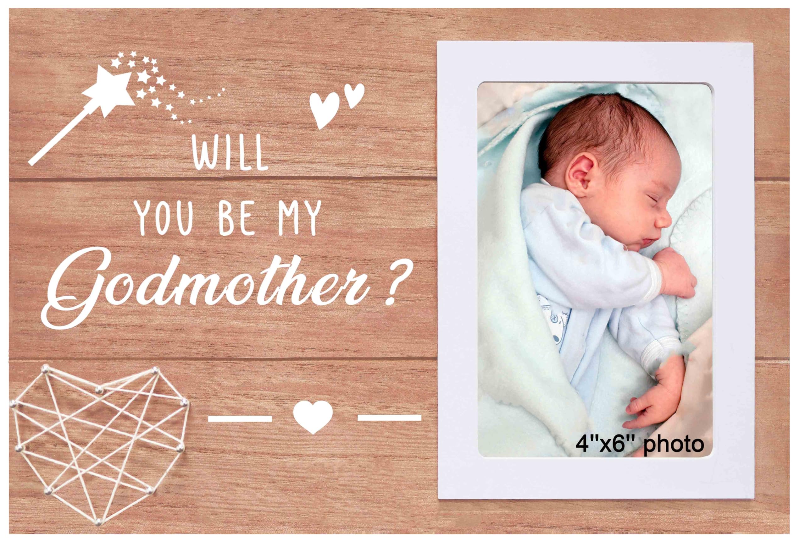 Godmother Proposal Picture Frame Gifts - Will You Be My Godmother - New Godmother Announcement Photo Frame Gift - Godmother to Be Gift - Gift for Best Friends Sister Bestie BFF