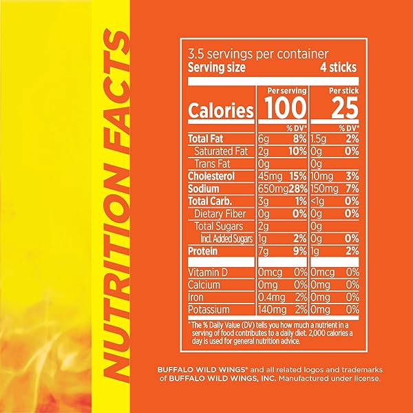 SLIM JIM CHICKEN STICKS, BUFFALO WILD WINGS BUFFALO STYLE, 7G PROTEIN PER SERVING, SNACK SIZE, 0.28 OZ. (14 COUNT)