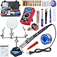 KEPIOG Soldering Iron Kit, 80W Portable Soldering Kit, Adjustable Temperature Controlled (180°C- 500°C）, With Multimeter, Soldering Helping Hand, Soldering Iron Tip, Solder Wire, Desoldering pump.