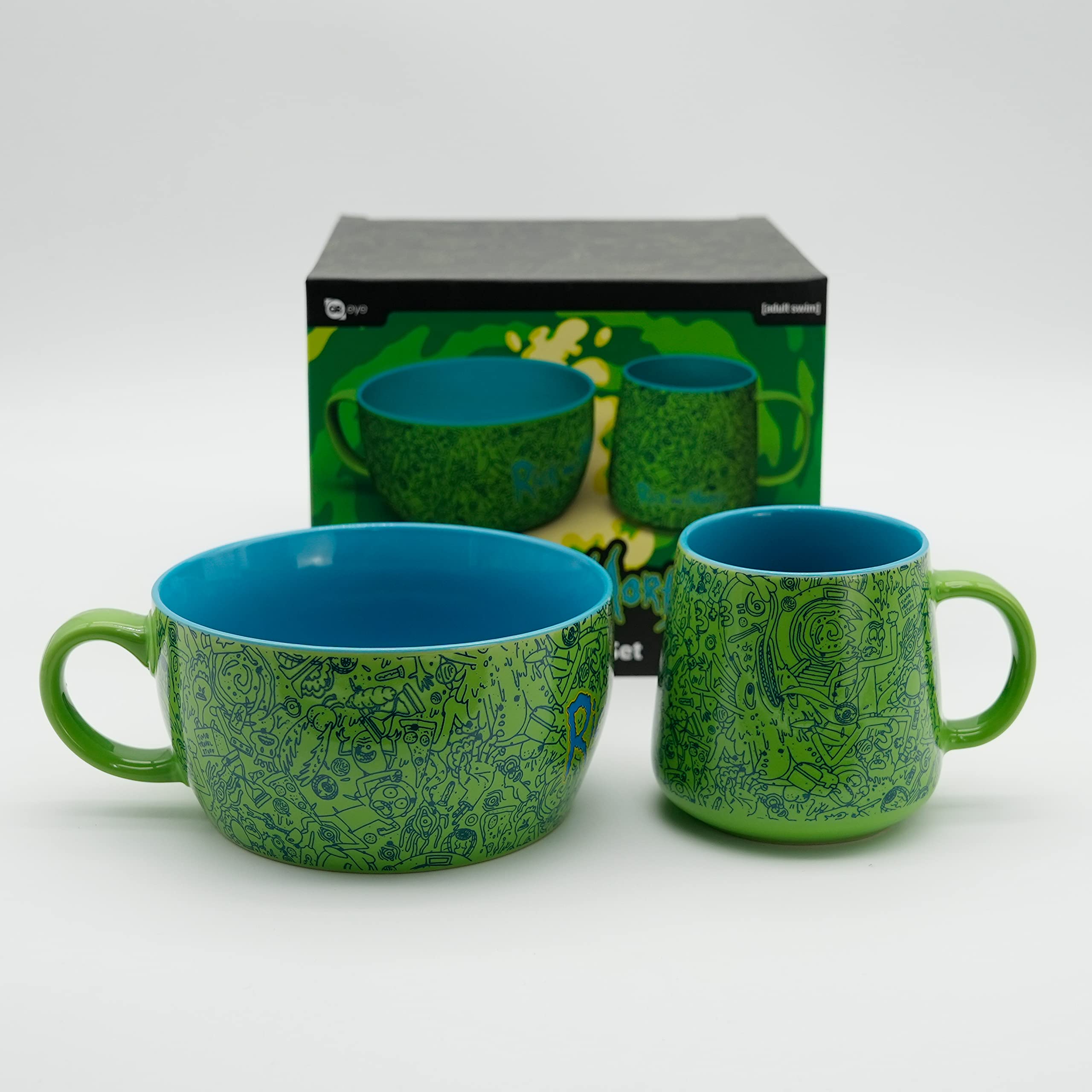 GB eye Rick & Morty Pattern Mug & Bowl Breakfast Set