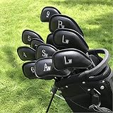 Craftsman Golf 12pcs Thick Synthetic Leather Iron Head Covers Set Black Silver view 2