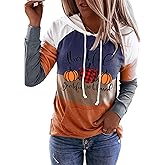 LLHXRUI Thanksgiving Thankful Grateful And Blessed Hoodies for Women Fall Plaid Pumpkin Pullovers Shirts Tops Blouses