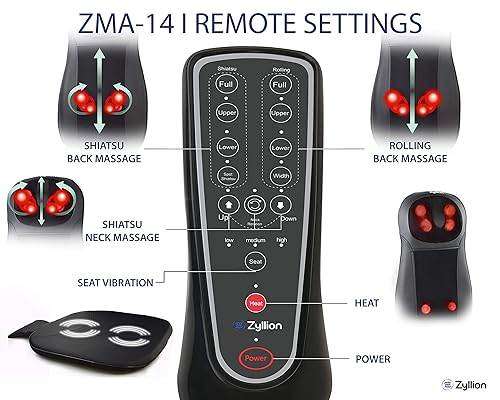 Zyllion Neck and Back Massager for Chair Shiatsu Kneading