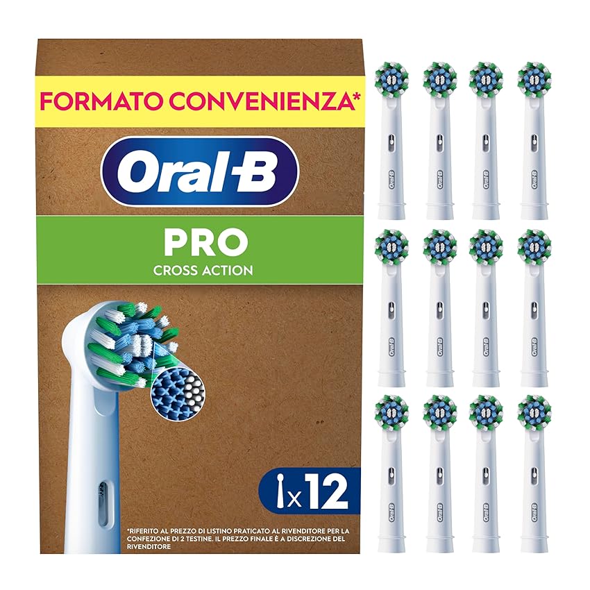 Oral-B Testine Di Ricambio per Spazzolino Elettrico Oral B, 12 Testine Pro Cross Action