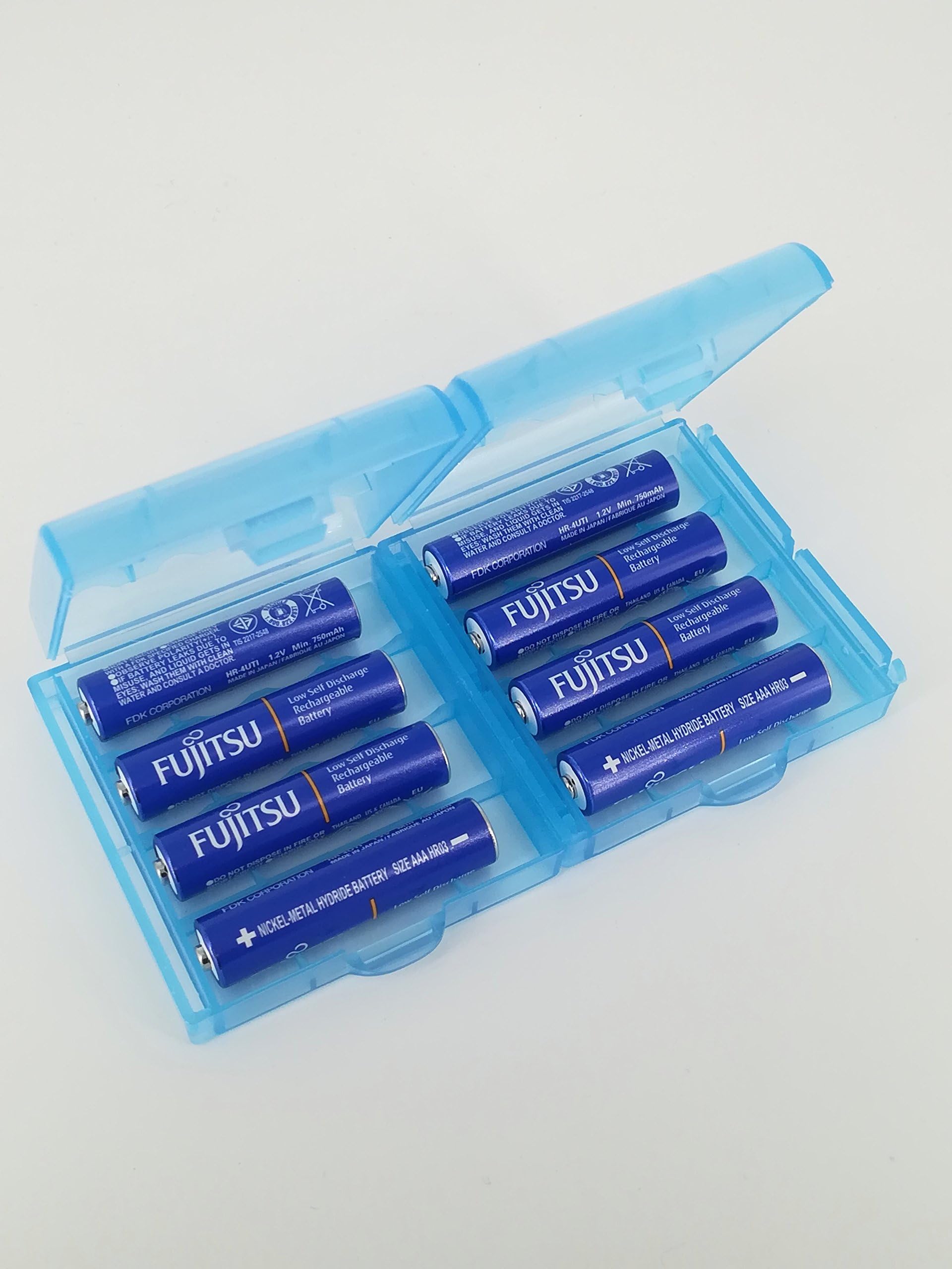8-pack Fujitsu MICRO BATTERY AAA Batteries 800 mAh (Min. 750 mAh) Made in Japan (FDK Manufacturer) – 4UTI with 2x Premium Battery Heiba Electronics Storage Boxes