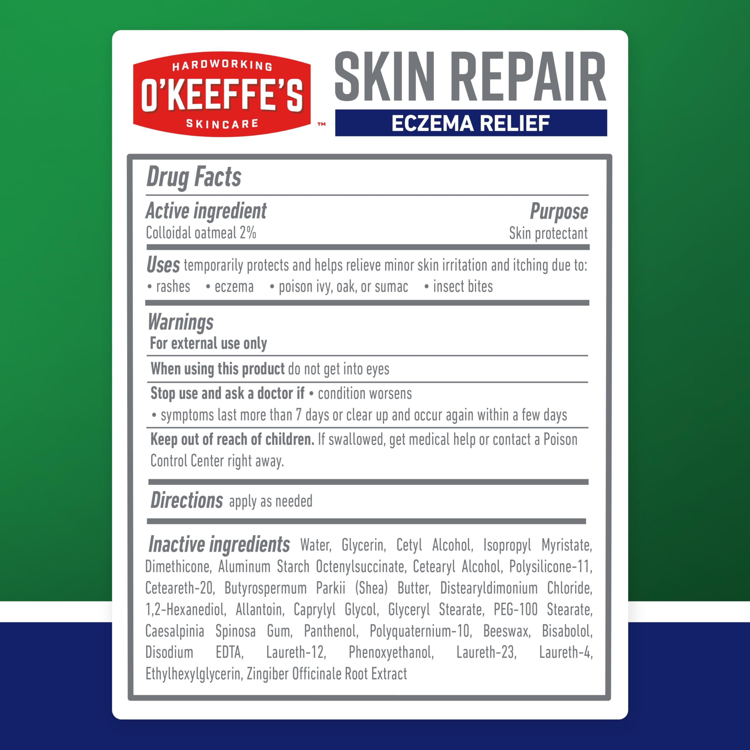 O’Keeffe’s Skin Repair Eczema Relief Body Cream, 7oz Tube (Pack of 1) – 48 Hour Itch Relief in One Use
