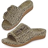 ERGOfoot Fuzzy House Slippers with Arch Support for Women Men, Orthopedic Slide Slippers for Plantar Fasciitis Open Toe Indoor House Shoes with Adjustable Straps, Foot Pain Relief