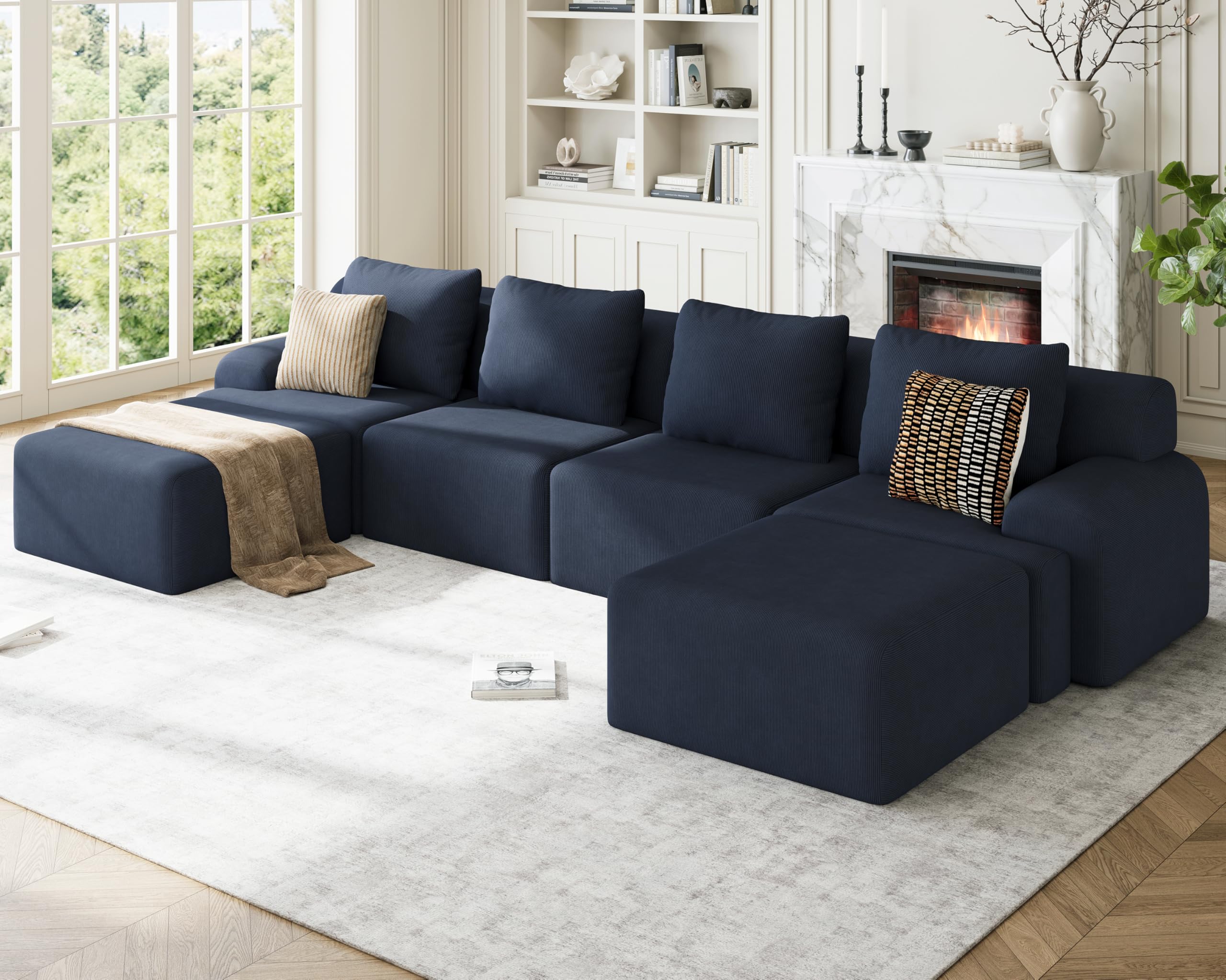 Photo 1 of (4/10/2026 ***FINAL SALE/NO RETURN, SOLD AS PARTS***)
Kalafini 153" Boneless Couches for Living Room, U-Shaped Deep Seat Cloud Couch, 6 Seater Modular Sectional Sofa, Comfy Plush Corduroy Convertible Oversized Couches, No Assembly Required, Blue-Grey
