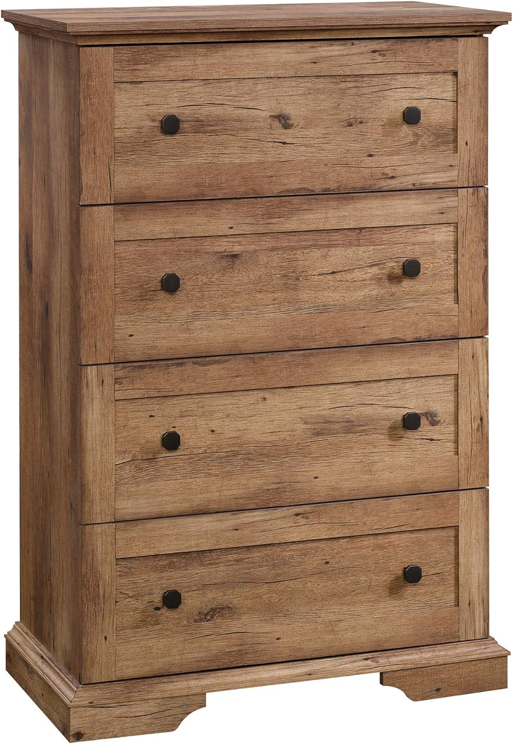 Sauder New Grange 4-Drawer Chest, L: 34.72" x W: 17.68" x H: 50.87", Vintage Oak