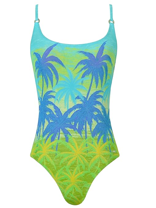 Solar Tan Thru sportlicher Badeanzug 7031750 Palmen in Grün oder Rot