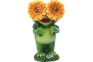 CFFOWNUG Outdoor Frog Garden Decor: Yard Decoration with Solar Light Funny Frog Sunflower Gifts for Women Mother's Day Housewarming Gift
