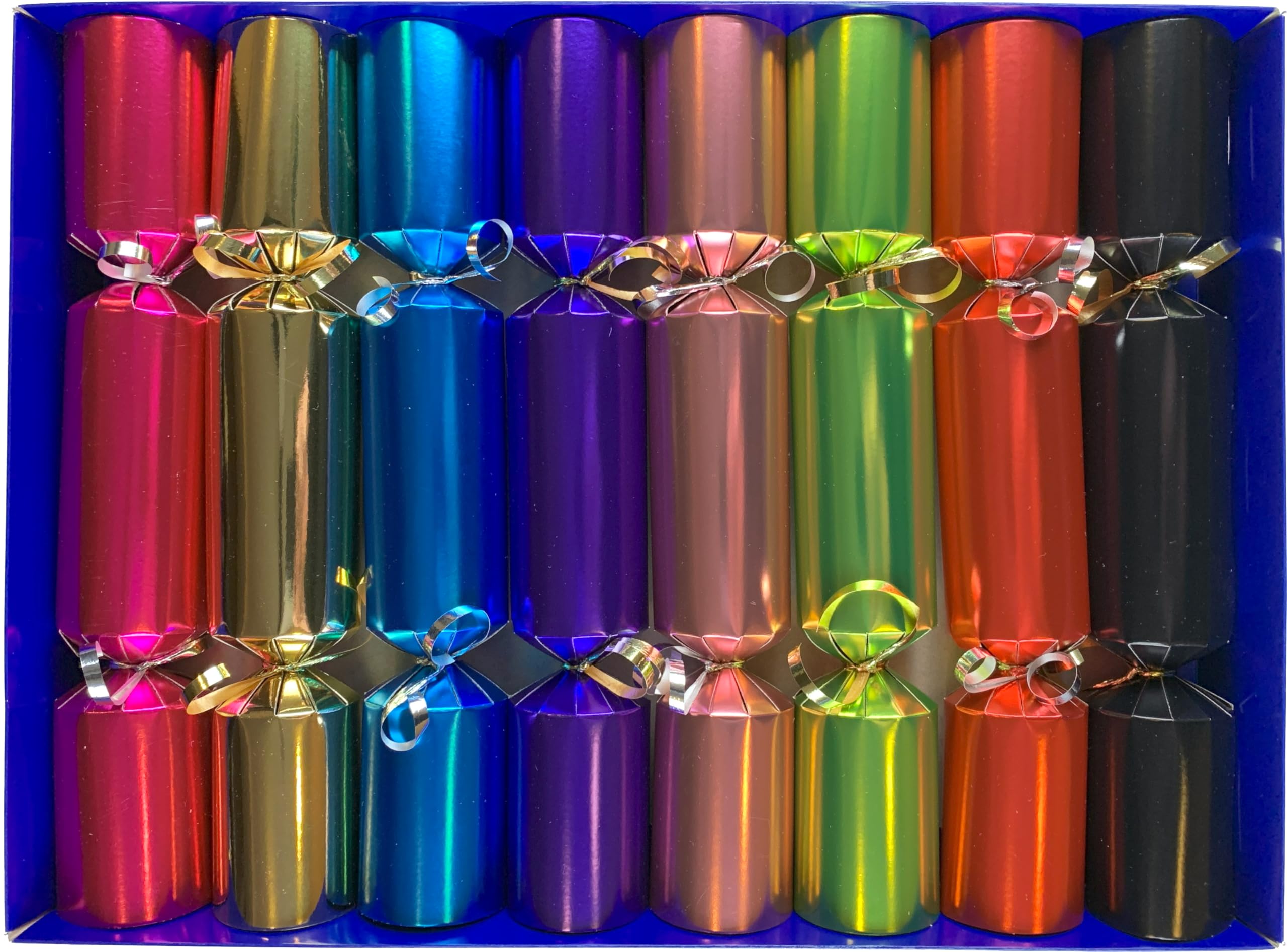Crackers Ltd Fill Your Own Christmas Crackers- Box of 8 crackers in bright metallic colours, add your gift to personalise, table gift