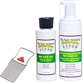 My Hair Helpers Head Lice Solution Kit with Nit Comb, Dimethicone Oil, and Mousse, Lice Treatment Easy at Home Use, for 1-2 Kids