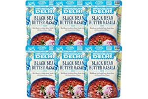 Brooklyn Delhi Black Bean Butter Masala Pouches - Ready to Eat, Protein-Rich, Microwavable Entree, Ready in 90 Seconds - Vegan, Gluten Free, Non-GMO - 10oz, Pack of 6