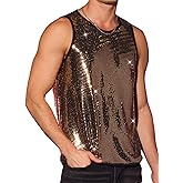 Lars Amadeus Sequin Tank Top for Men's Metallic Sparkle Glitter Sleeveless Tank Shirts