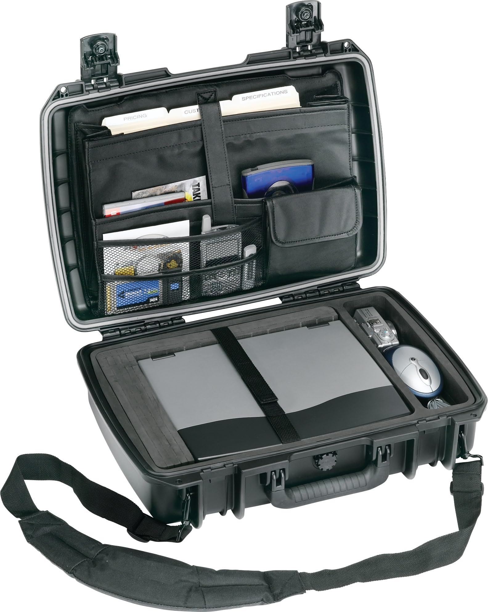 PELI Storm IM2370 Shockproof Laptop Case With Computer Tray and Lid Organiser, Watertight and Dustproof, 28L Capacity, Made in US, Black