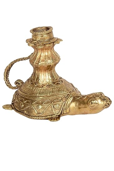 Biswa Bangla Handcrafted Dokra Candle Stand - Tortoise
