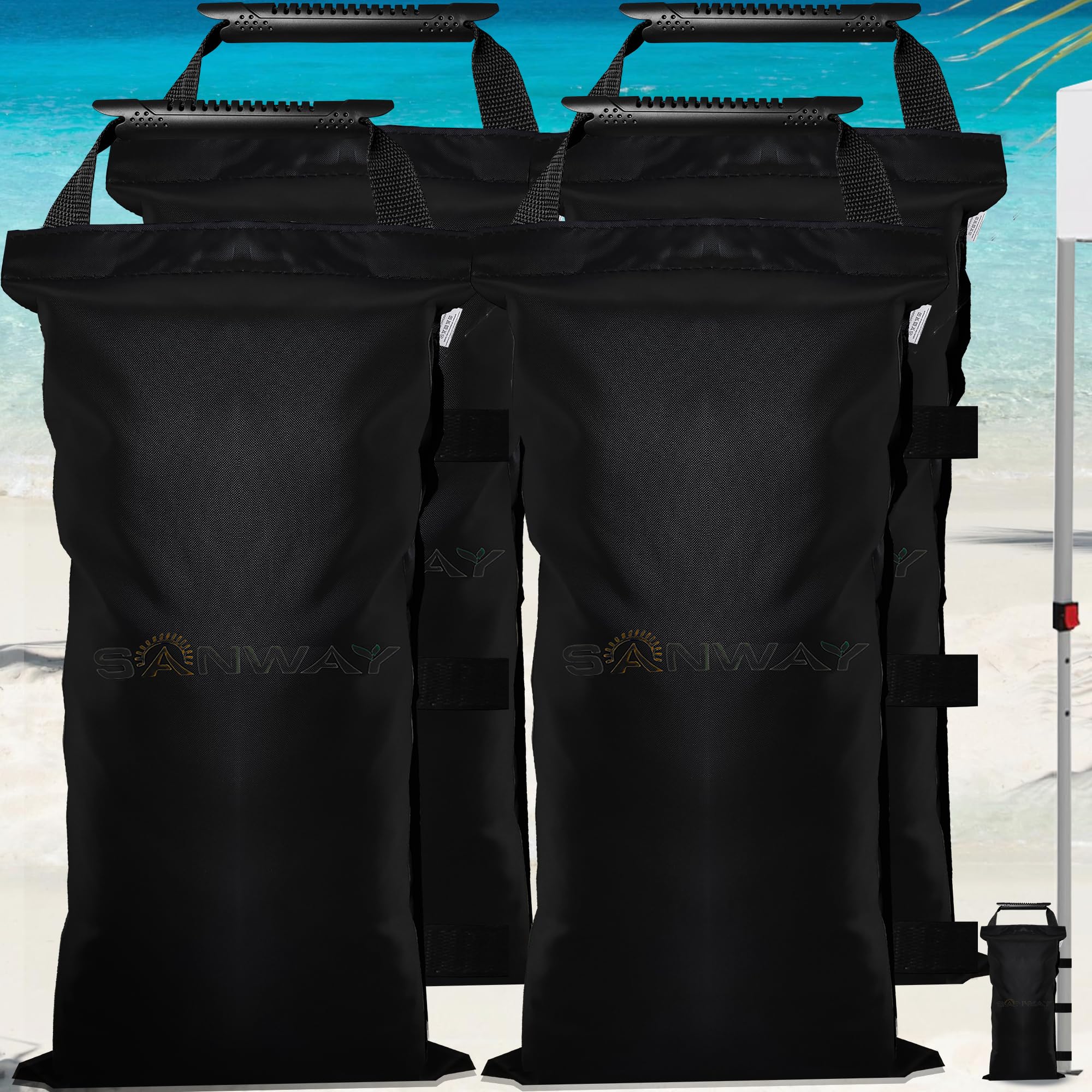 Photo 1 of 4/6/8 Pack SANWAY 120 LBS Sand Bags for Canopy Weights Bag Windproof-Portable and Durable to Secure Tents, Canopies, and Umbrellas?NO Sand
