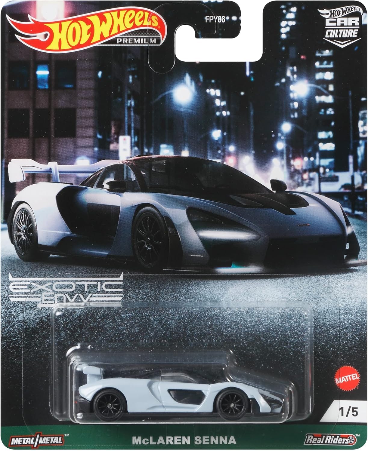 Hot Wheels Die Cast Modell McLAREN Senna - 1:64 Scale, Length 7 cm Premium Real Riders GRJ78