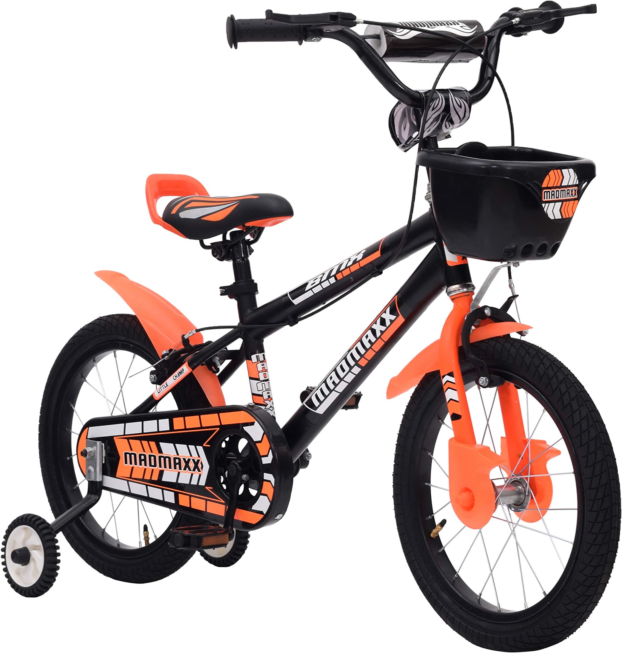 MAD MAXX Stainless-Steel Children Road BMX Bike, 16 Inch (Multi-Colour, BMXMATTE16ORANGE)