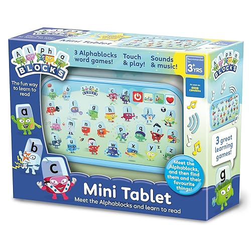 ALPHABLOCKS MiniTablet Toy - Interactive Learning Device with Touchscreen & Sounds for Letter Recognition & Phonics Games - Educational Toys for 3+ Year Olds with Alphabet Characters & Vocabulary