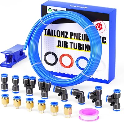 TAILONZ PNEUMATIC 6mm 4mm PU Air Hose 10m Kit with Fittings