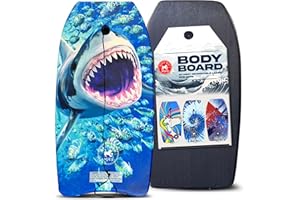 Back Bay Play 26"-41" Body Boards - Lightweight EPS Core Boogie Boards for Beach - Bodyboard, Boogie Board for Beach Kids with Wrist Leash Surfing for Kids & Adults
