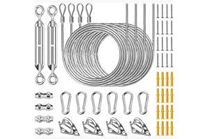 Shade Sail Hardware Kit 52pcs 304 Sun Shade Sail Hardware Kit for Rectangle Triangle Sails Canopy Installation Stainless Stee
