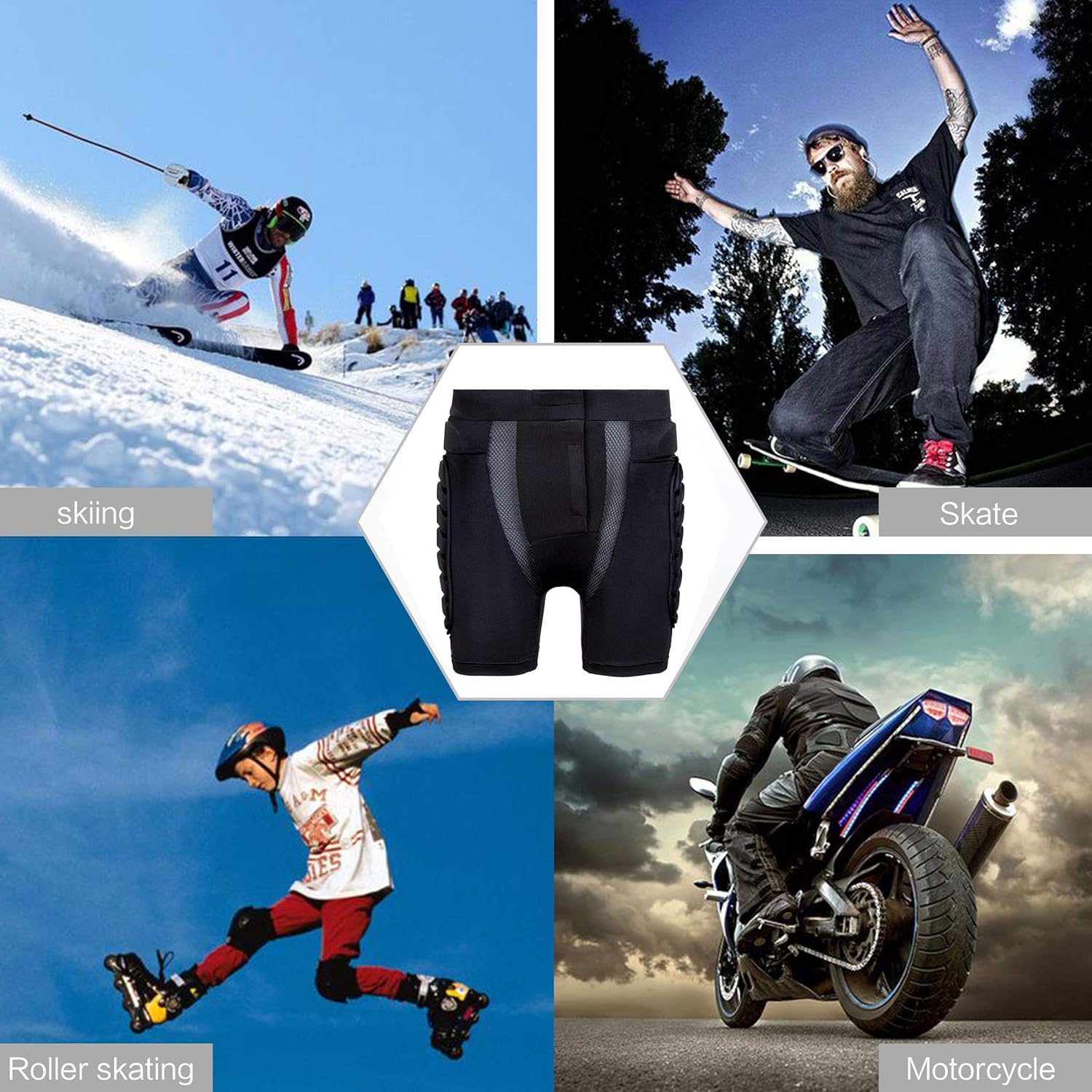 3D Padded Protective Shorts Hip Butt EVA Pad Short Pants Heavy Duty Gear Guard: Clothing