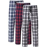 yuyangdpb Men's 3-Pack Pajama Pants Cotton Plaid Pjs Bottoms Sleep Lounge Pant Button Open Fly with Pockets