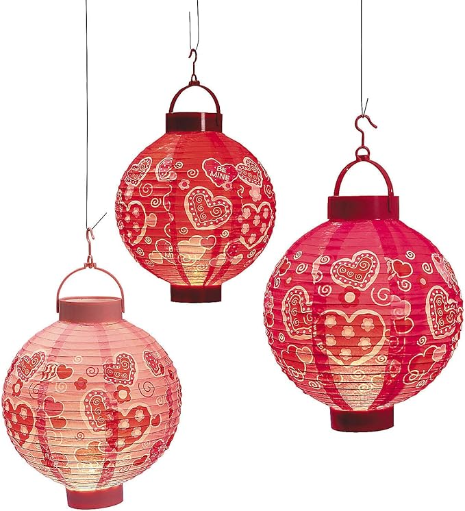 Light up Heart Hanging Lanterns (3 battery operated