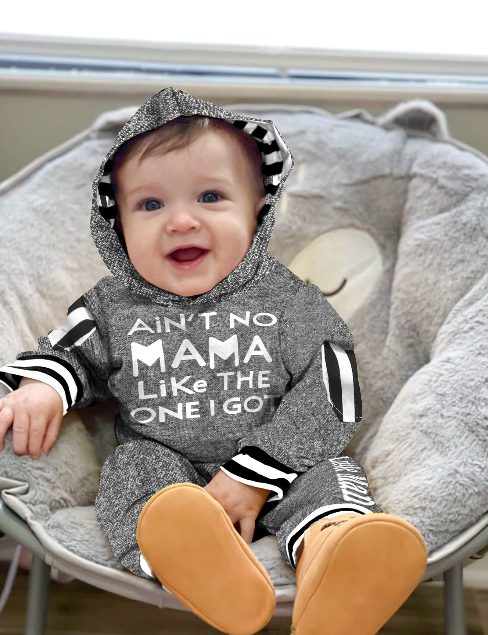 Fommy Newborn Baby Boy Clothes Plaid Letter Print Long Sleeve Hoodies + Long Pants 2PCS Fall Winter Outfits Set