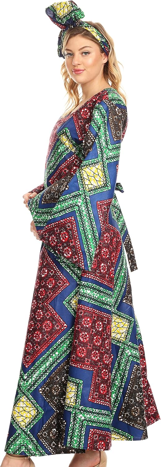 ankara long wrap dress