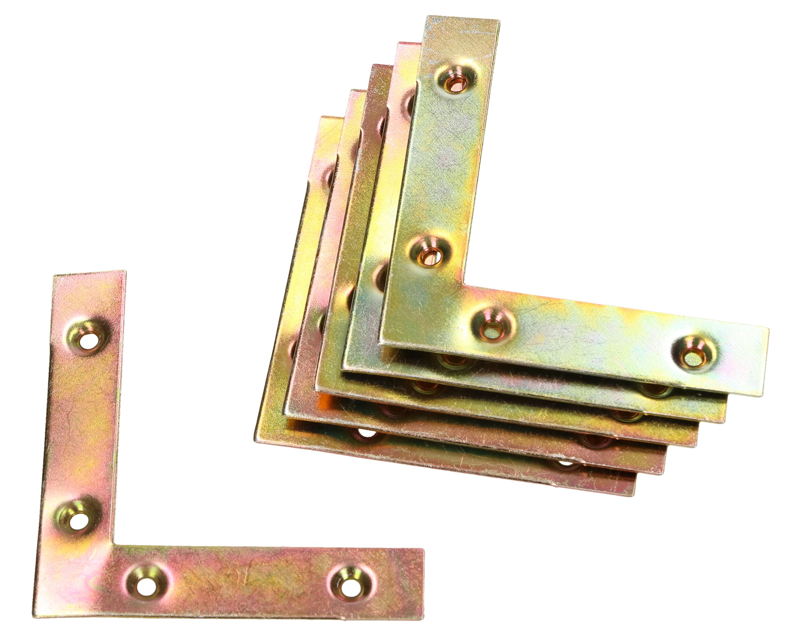 KOTARBAU® Set of 25 Flat Corner Connectors 70 mm Yellow Galvanised for Corner Connections