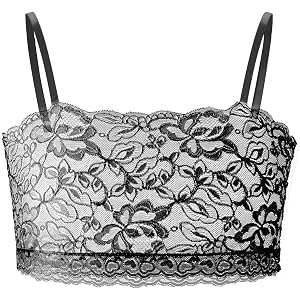 ABAFIP Men's Sheer Floral Lace Cami Top, See Through Lingerie Crop Top & Camisole for Crossdressing