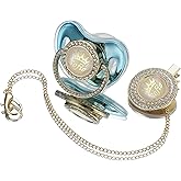 MIYOCAR Sparkling Bling Custom Baby Pacifiers and Clips/Holder Kit with Name Personalized with Rhinestones for Boy and Girl Baby Shower (Gold Blue)
