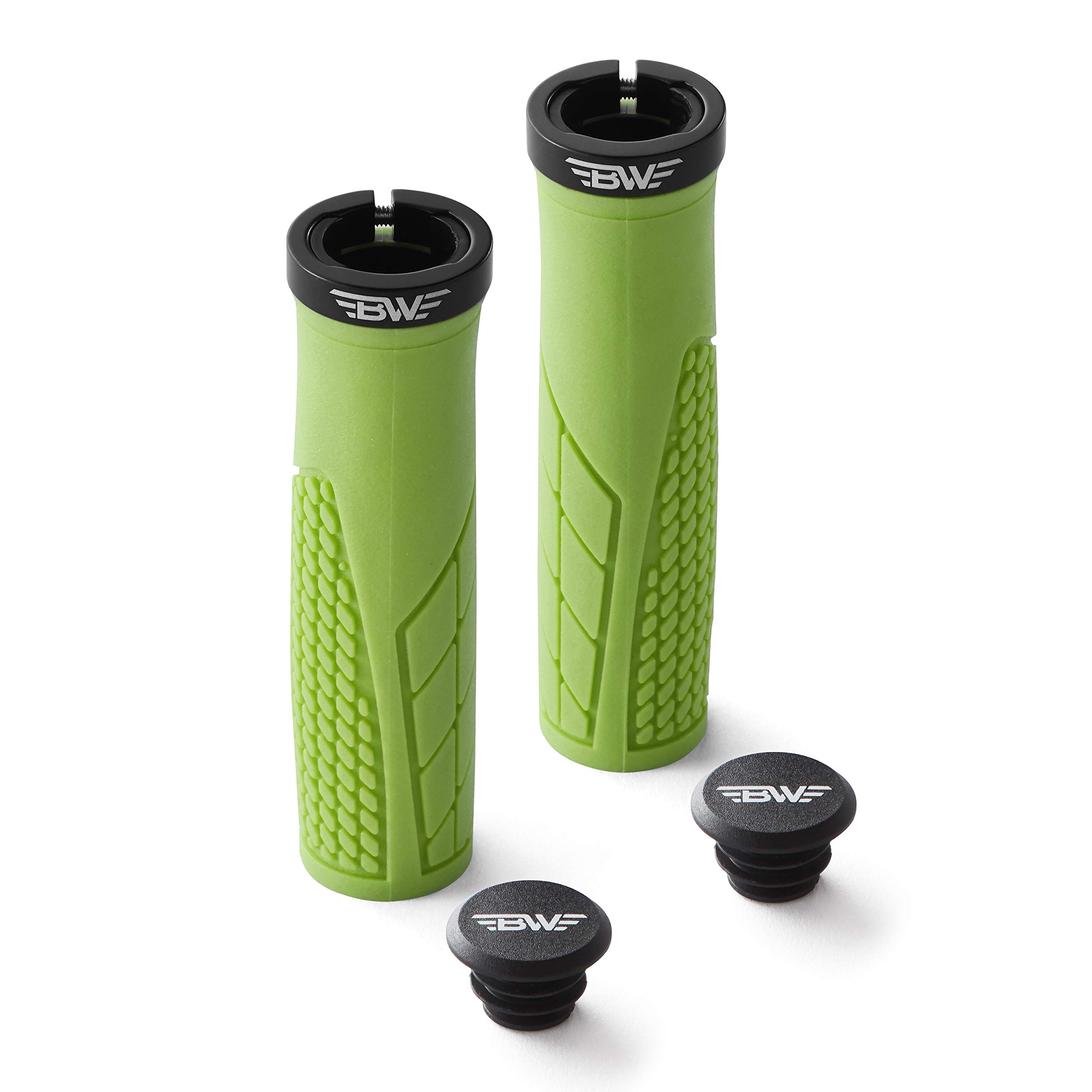 BW USA Ergo-Lock 1.0 Grips – Dual Lock-On MTB Bike Handlebar Grips - Green