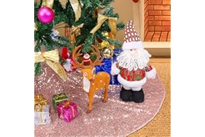 TRLYC Glittery Sequin Holiday Tree Skirt 48-Inch Rose Gold Christmas Tree Skirt Christmas Decoration