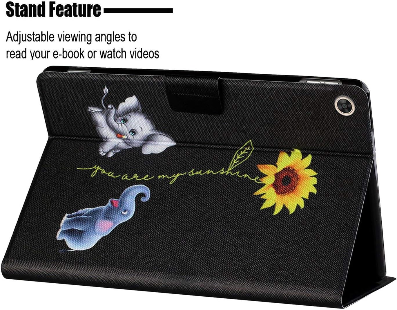 Case for Huawei MatePad T10S T10 2020 tablet Lightweight PU Leather Cute Anti Slip Stand Flip Wallet Cover with Card Holder Huawei MatePad T 10S/T 10 (Flower Elephant) - Image 4