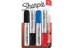 Sharpie King Size Permanent Marker, Large Chisel Tip, Great for Poster Boards, Assorted, 4 Count